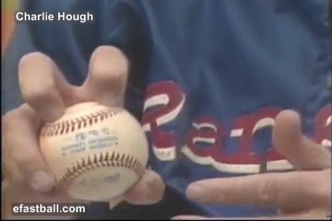 Charlie Hough shows how he grips his knuckleball  - <%=term%>